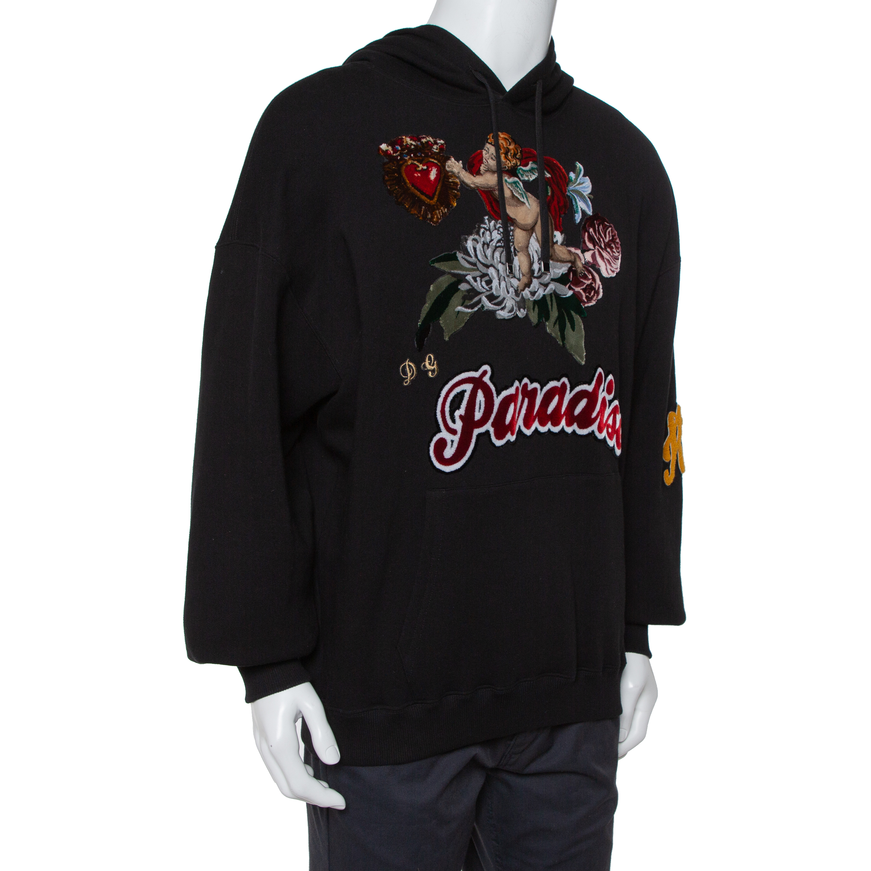 

Dolce & Gabbana Black Cotton Paradise Embroidered Hoodie