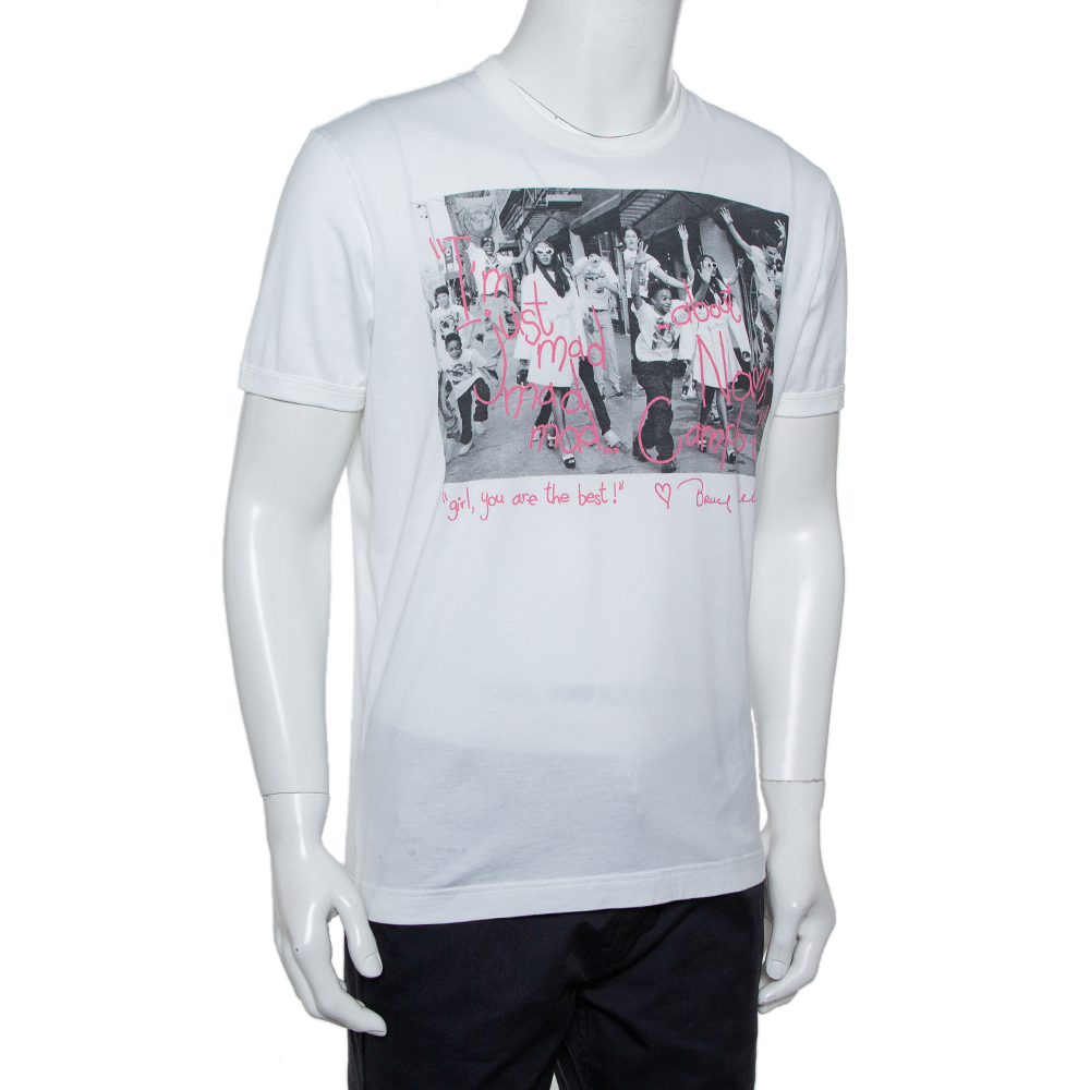 

Dolce & Gabbana for Naomi White Photo Printed Cotton Crewneck T-Shirt