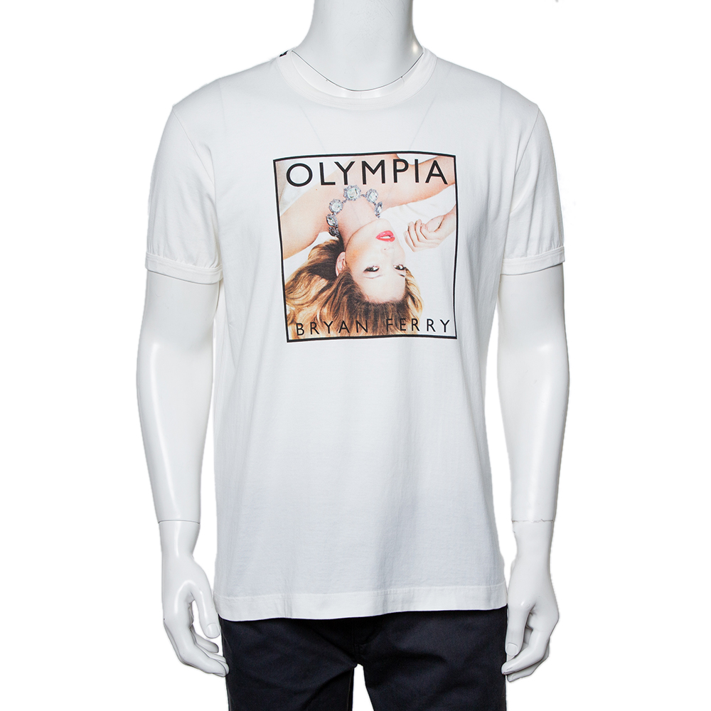 Pre-owned Dolce & Gabbana Off-white Cotton Bryan Ferry Album Print Crewneck T-shirt Xxl