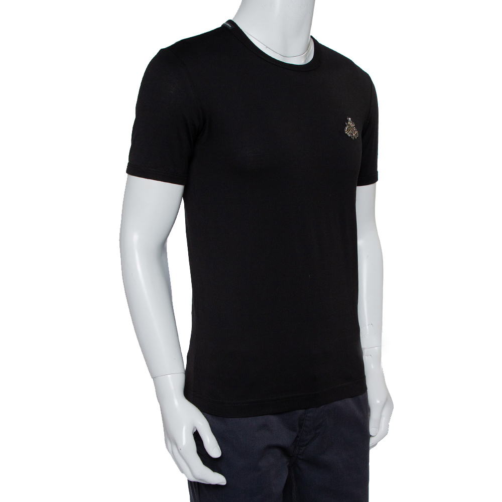 

Dolce & Gabbana Black Cotton Embellished Crewneck T-Shirt