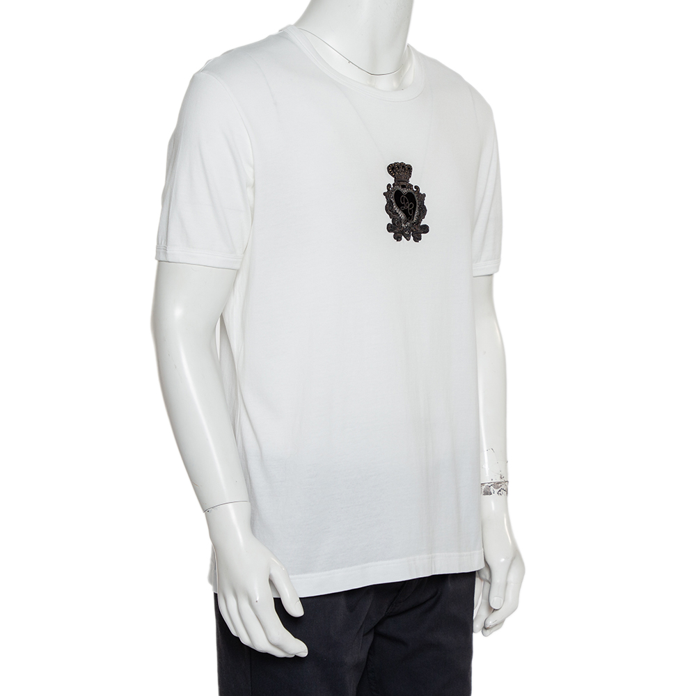 

Dolce & Gabbana White Cotton DG Stamp Crewneck T-Shirt