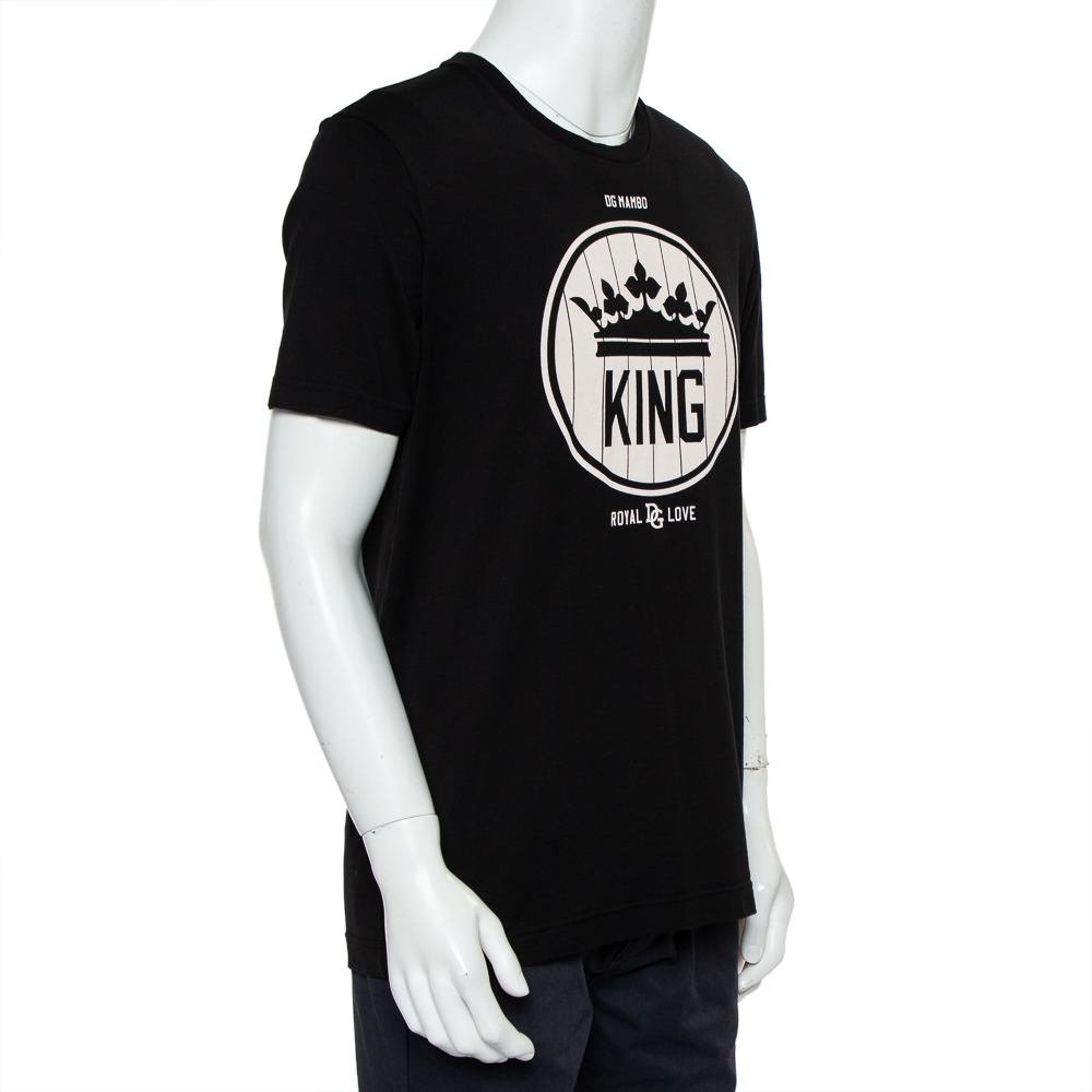 

Dolce & Gabbana Black Cotton King Crewneck T-Shirt