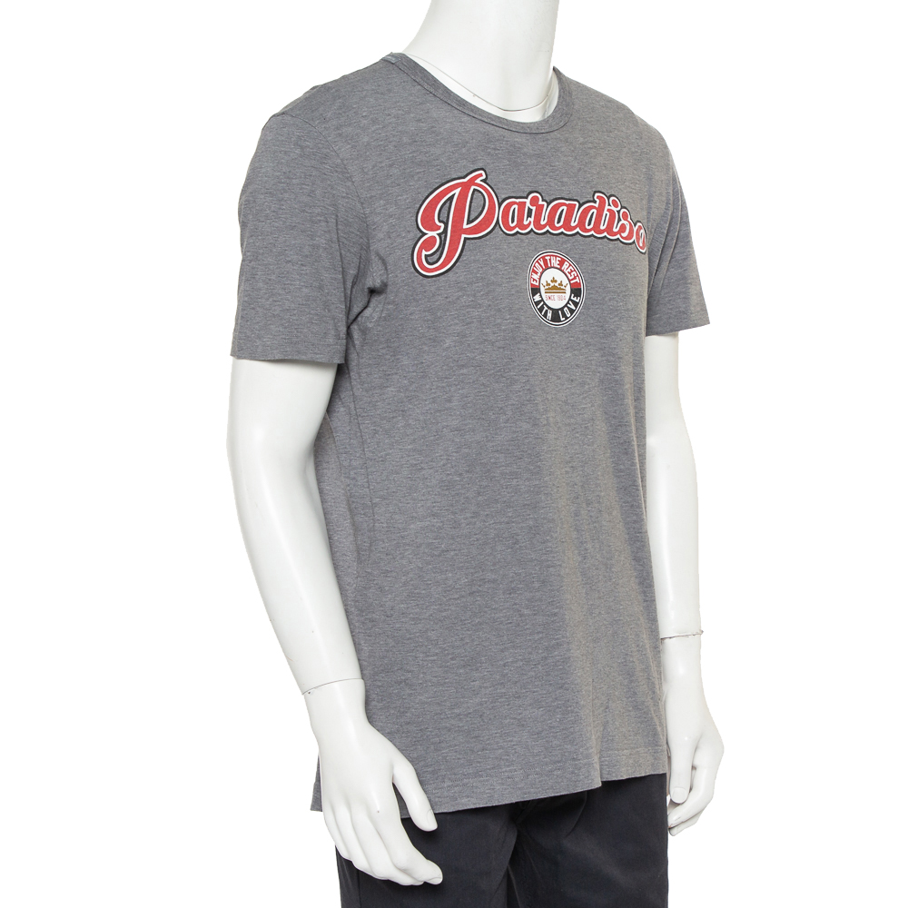 

Dolce & Gabbana Grey Paradiso Print Cotton T-Shirt