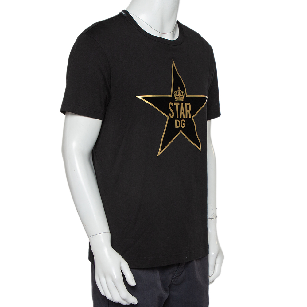 

Dolce & Gabbana Black DG Star Patch Cotton Crewneck T-Shirt