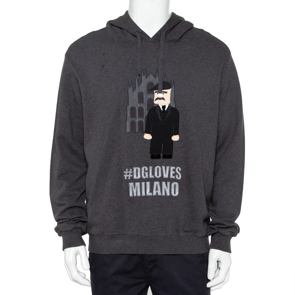 

Dolce & Gabbana Grey Patchwork Detail Hooded Sweatshirt