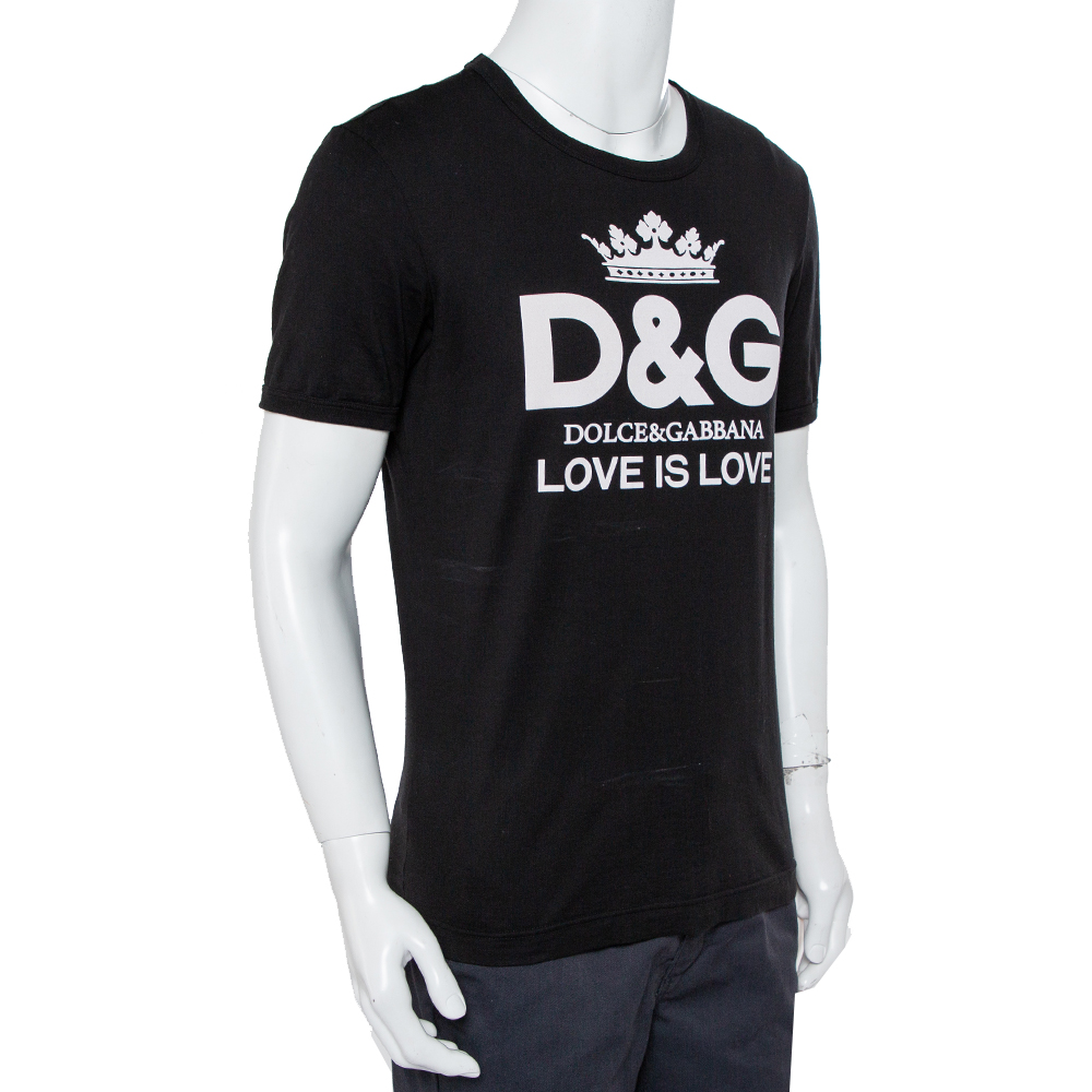 

Dolce & Gabbana Black Logo Printed Cotton Crewneck T-Shirt