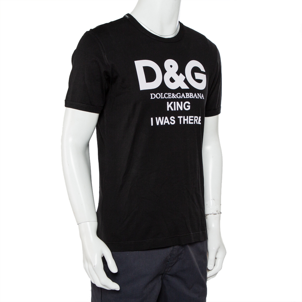 

Dolce & Gabbana Black Logo Printed Cotton Crewneck T-Shirt