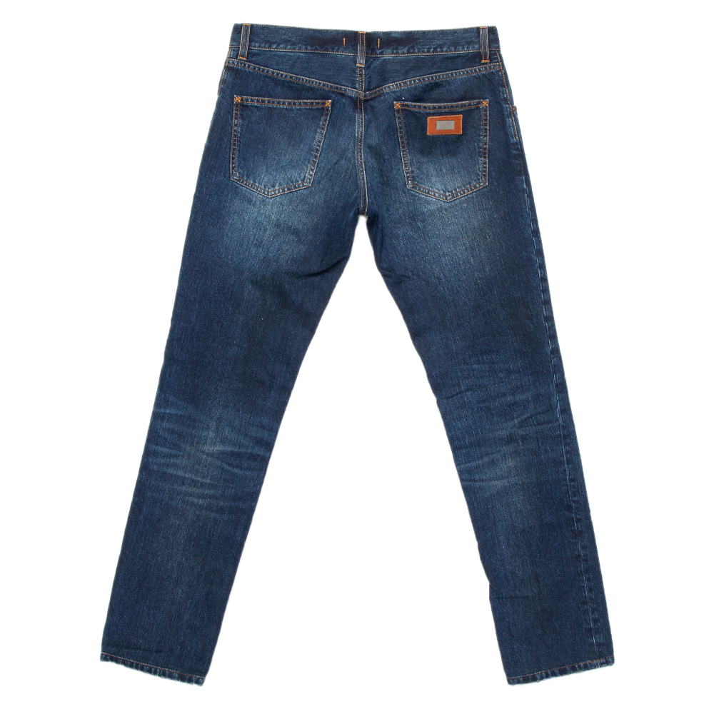 

Dolce and Gabbana Gold 14 Indigo Dark Wash Denim Straight Fit Jeans, Navy blue