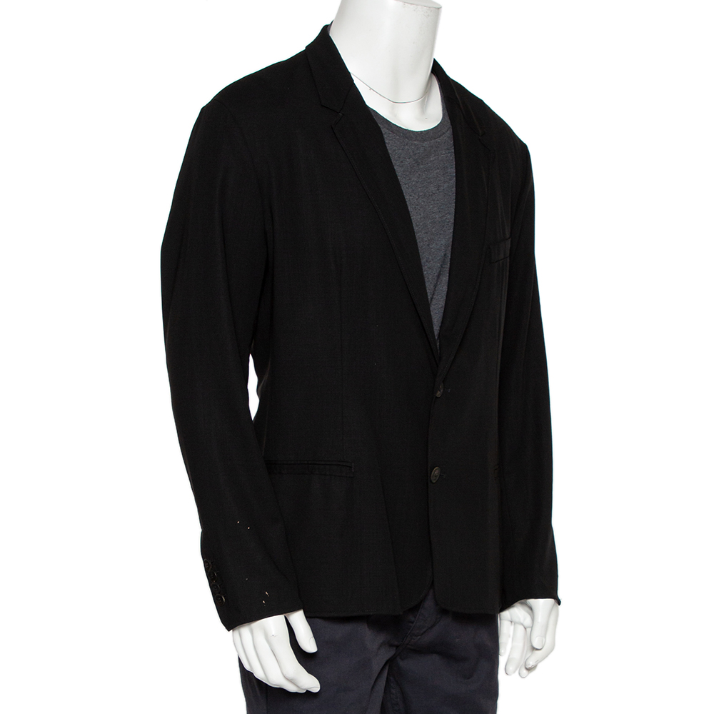 

Dolce & Gabbana Black Wool Button Front Lightweight Blazer