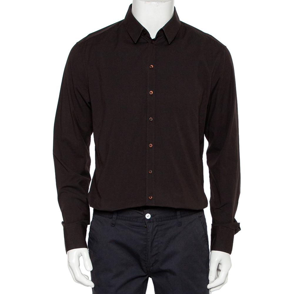 

Dolce & Gabbana Brown Cotton Button Front Shirt