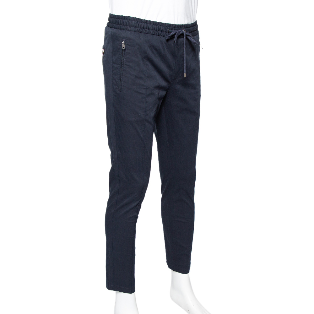 

Dolce & Gabbana Navy Blue Cotton Track Pants