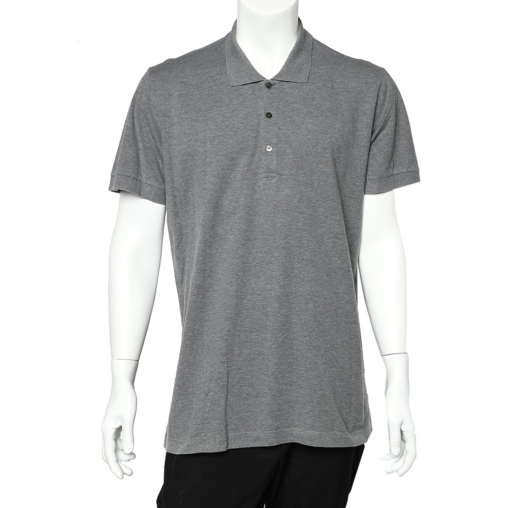 Click to view more detailed imagery on our partner's website Pre-owned Dolce & Gabbana Grey Cotton Pique Polo T-shirt 3xl