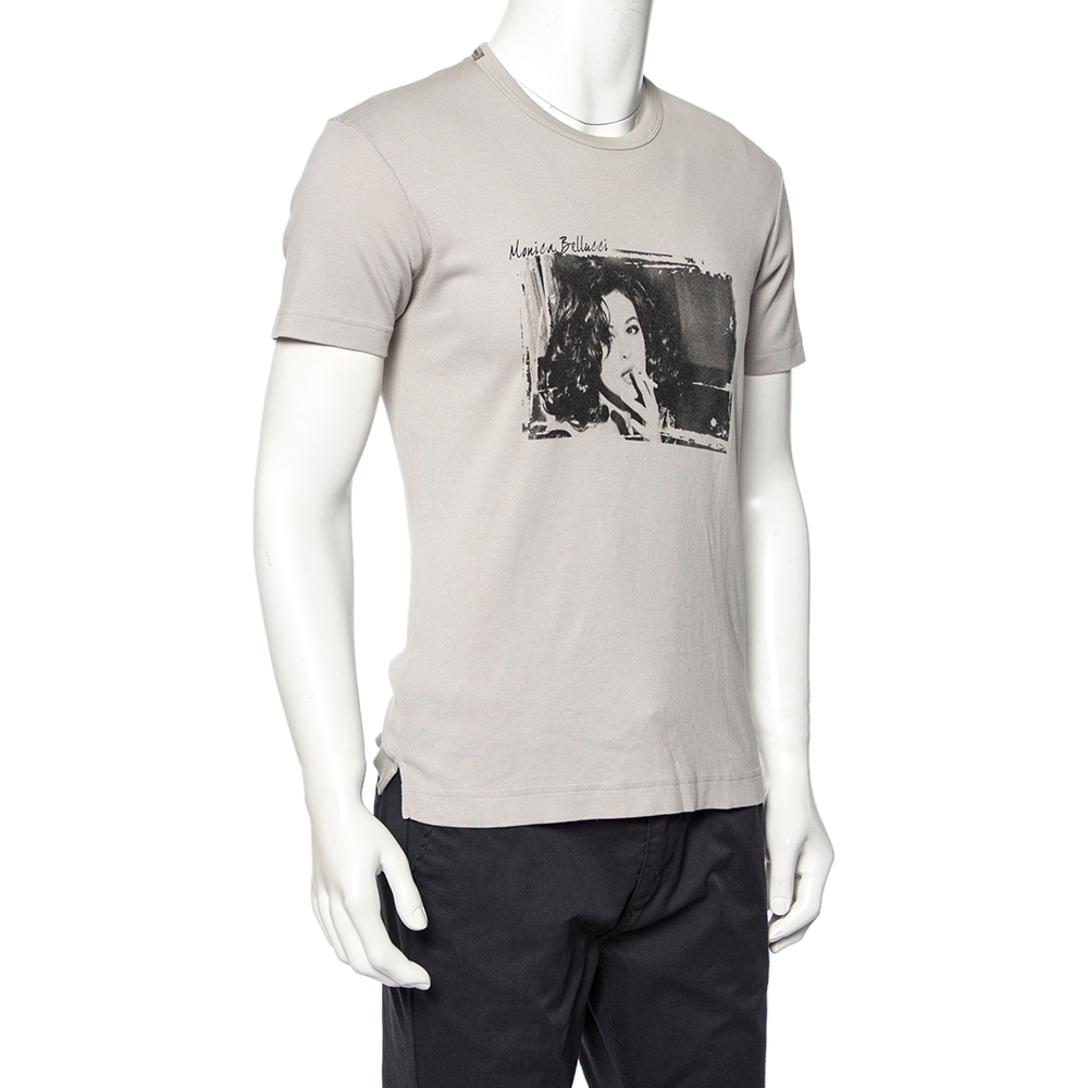 

Dolce & Gabbana Grey Monica Bellucci Printed Cotton Crewneck T-Shirt