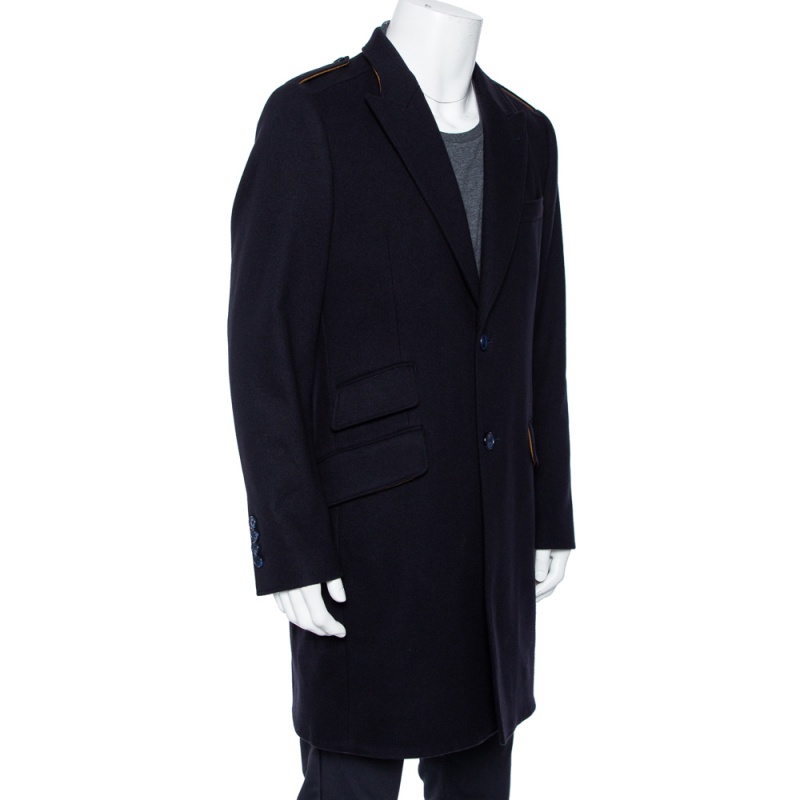 

Dolce & Gabbana Navy Blue Wool Button Front Coat
