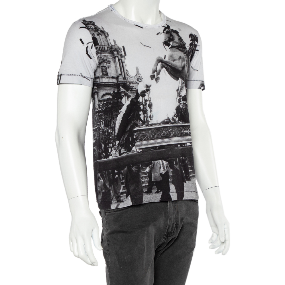 

Dolce & Gabbana Monochrome Giuseppe Leone Printed Crewneck T-Shirt, Black