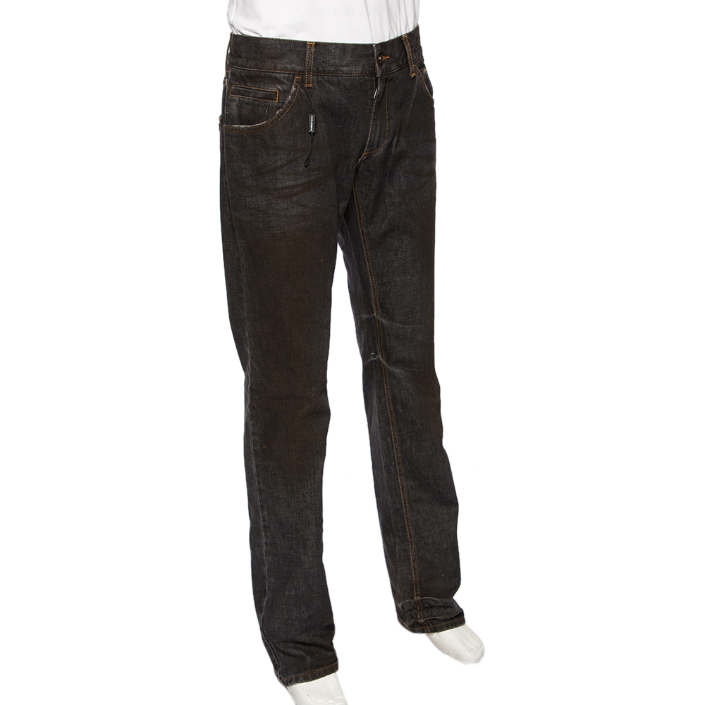 

Dolce & Gabbana Brown Muddy Effect Denim 14 Fit Jeans