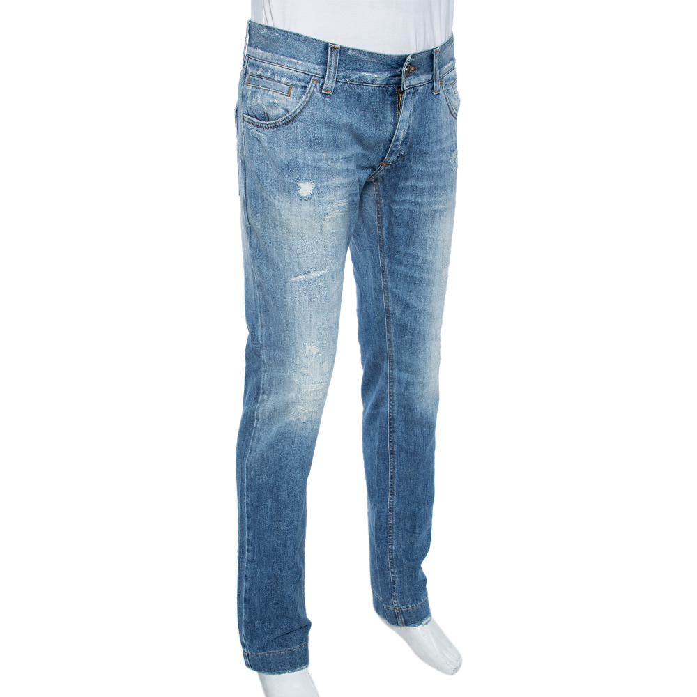 

Dolce & Gabbana Light Blue Distressed Denim 14 Fit Jeans