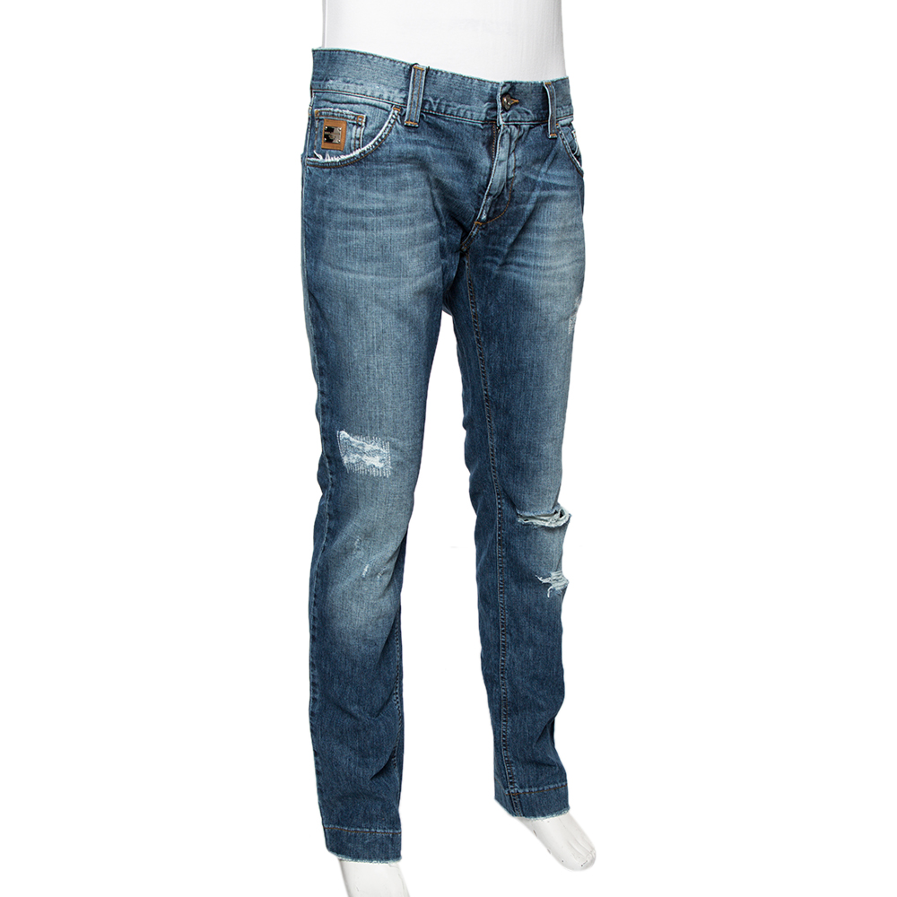 

Dolce & Gabbana Blue Distressed Denim 14 Fit Jeans