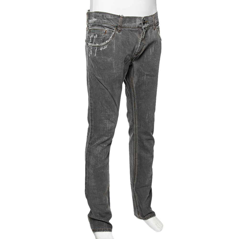 

Dolce & Gabbana Grey Distressed Pocket Detail Denim Fit 14 Jeans