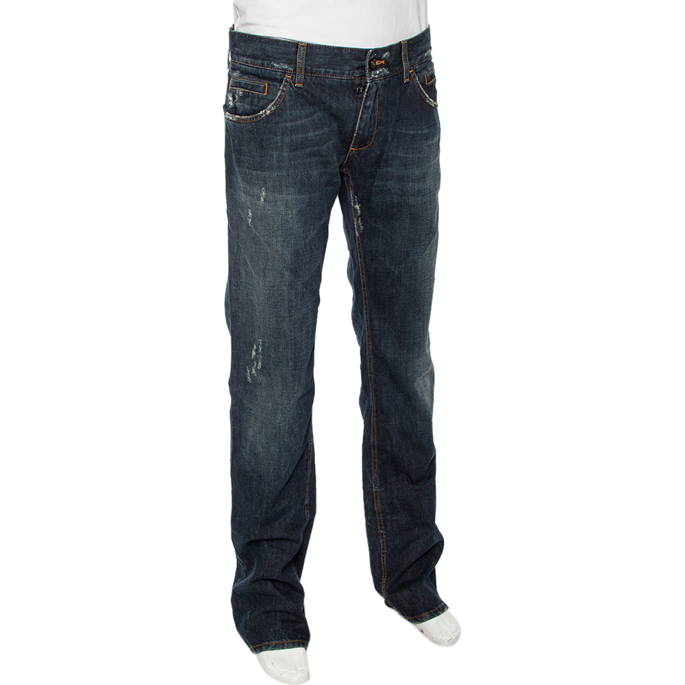 

Dolce & Gabbana Indigo Distressed Denim Fit 14 Jeans, Blue