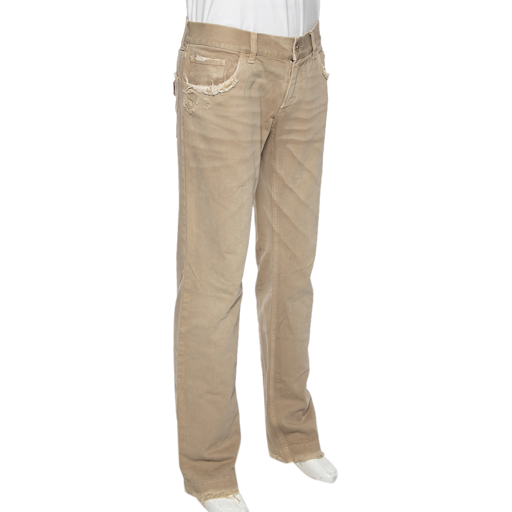 

Dolce & Gabbana Beige Distressed Denim Fit 14 Jeans