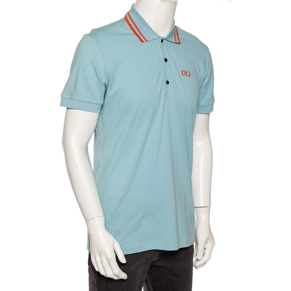 

Dolce & Gabbana Light Cotton DG Logo Polo T Shirt, Blue