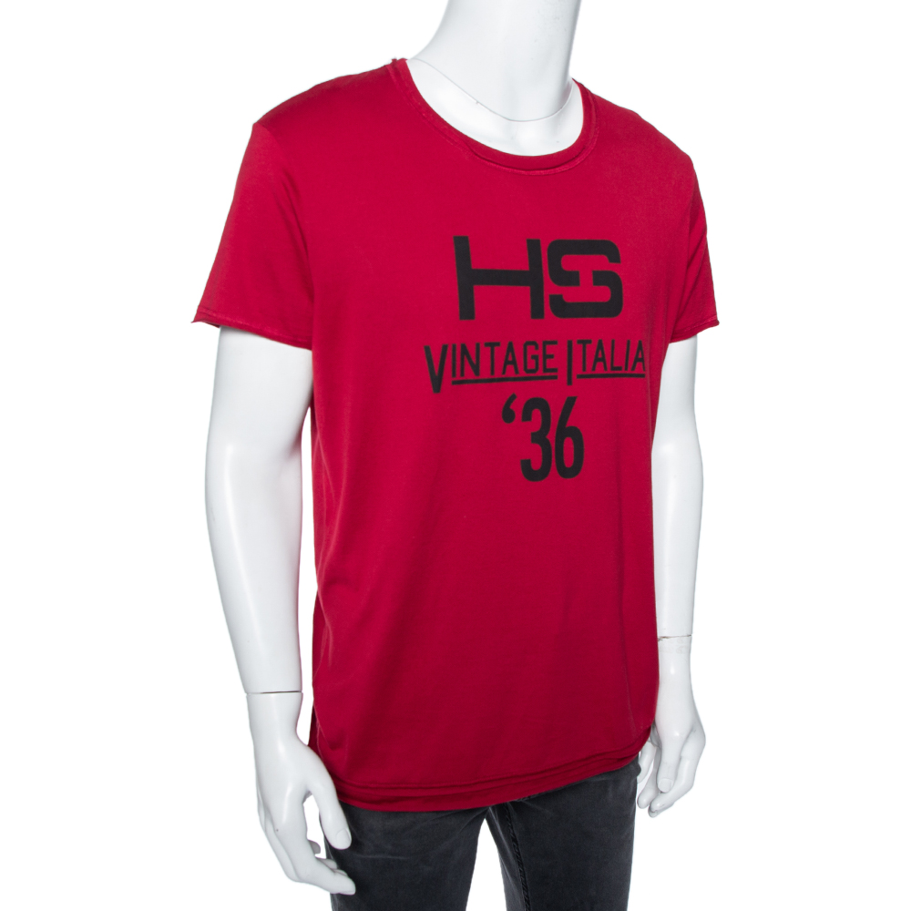 

Dolce & Gabbana Red Jersey Printed Round Neck T-Shirt