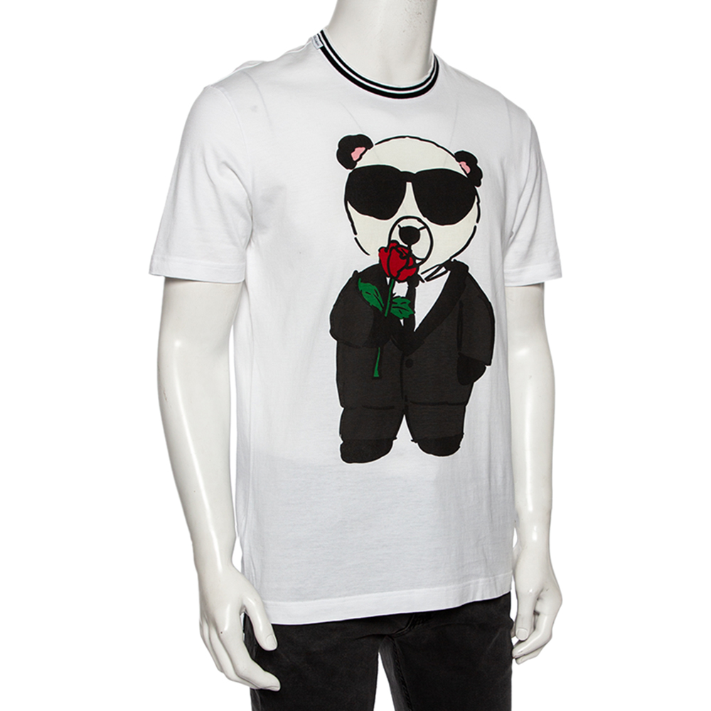 

Dolce & Gabbana White Panda Printed Cotton Crewneck T-Shirt