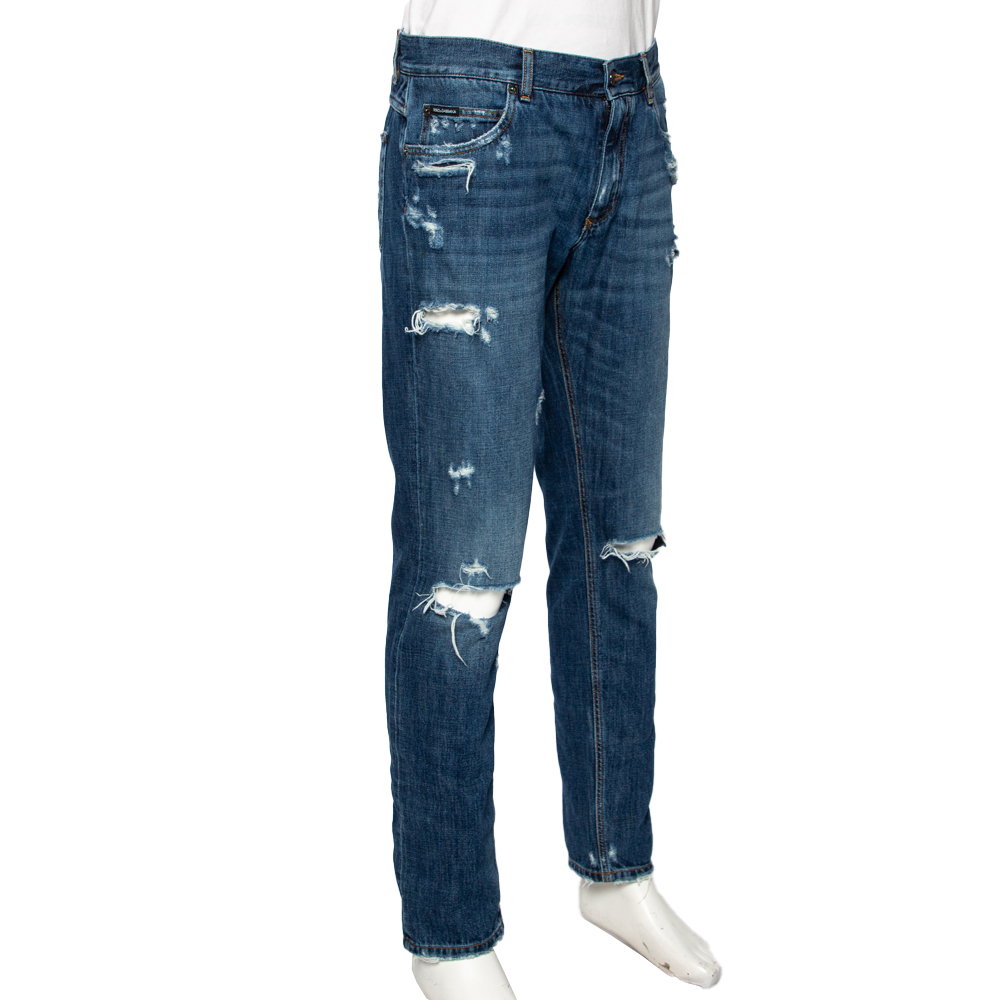 

Dolce & Gabbana Blue Distressed Denim Regular Fit Jeans