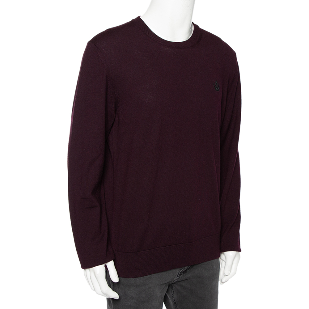 

Dolce & Gabbana Burgundy Wool Embroidered Crown Detailed Jumper