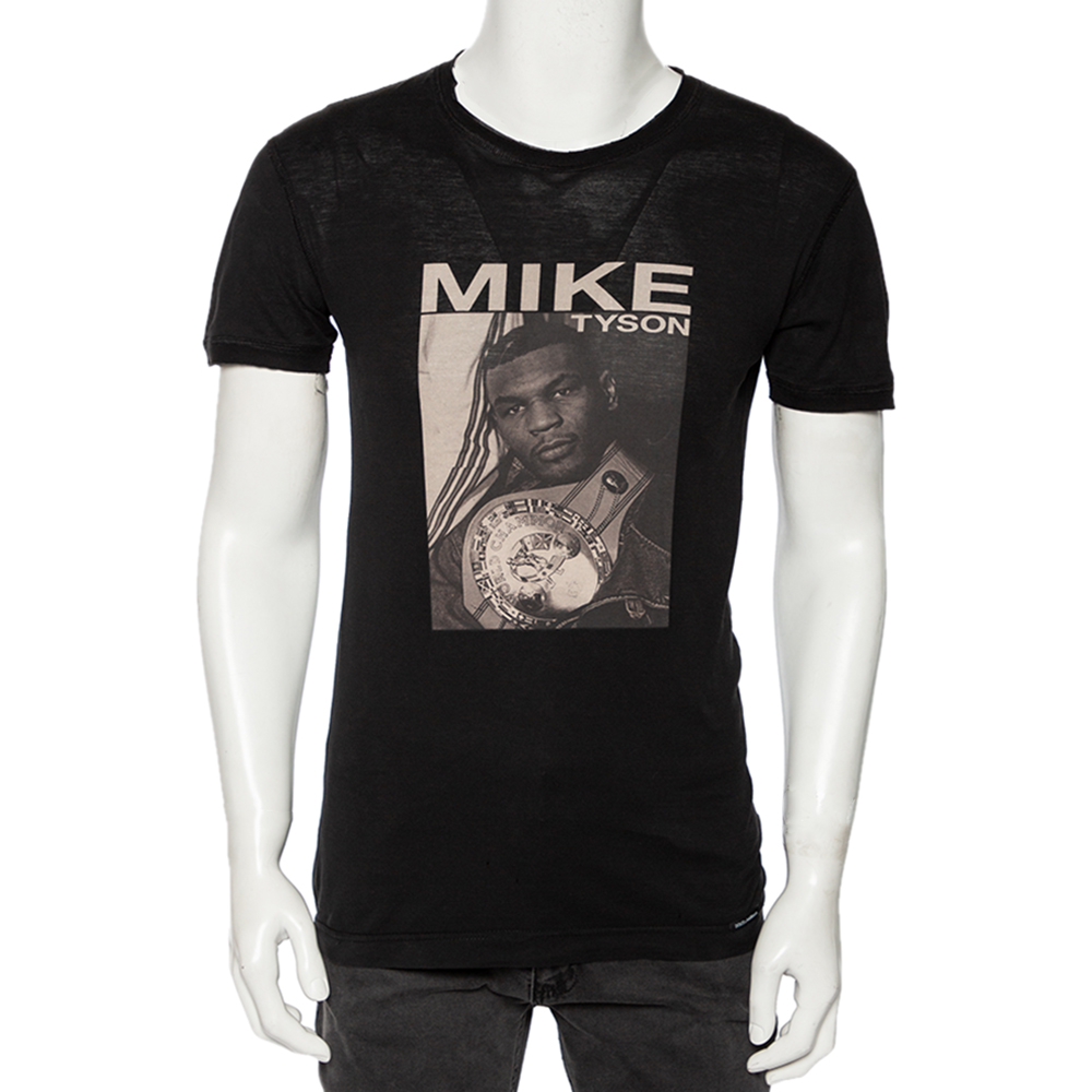 

Dolce & Gabbana Black Mike Tyson Printed Cotton T-Shirt