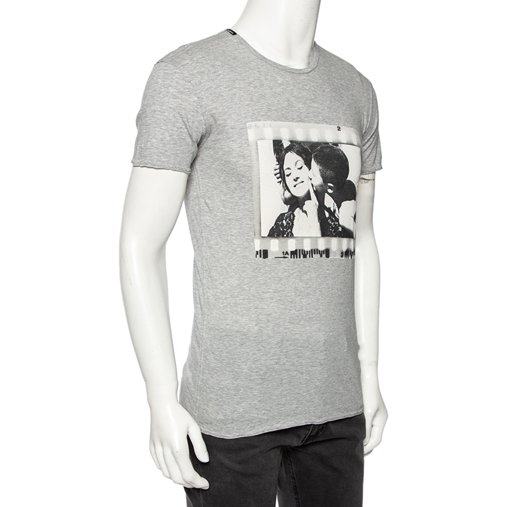 

Dolce & Gabbana Grey Cotton Monica Bellucci Printed Cotton T-Shirt