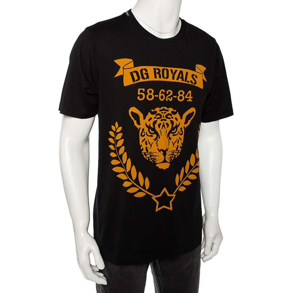 

Dolce & Gabbana Black DG Royals Printed Cotton Short Sleeve T-Shirt