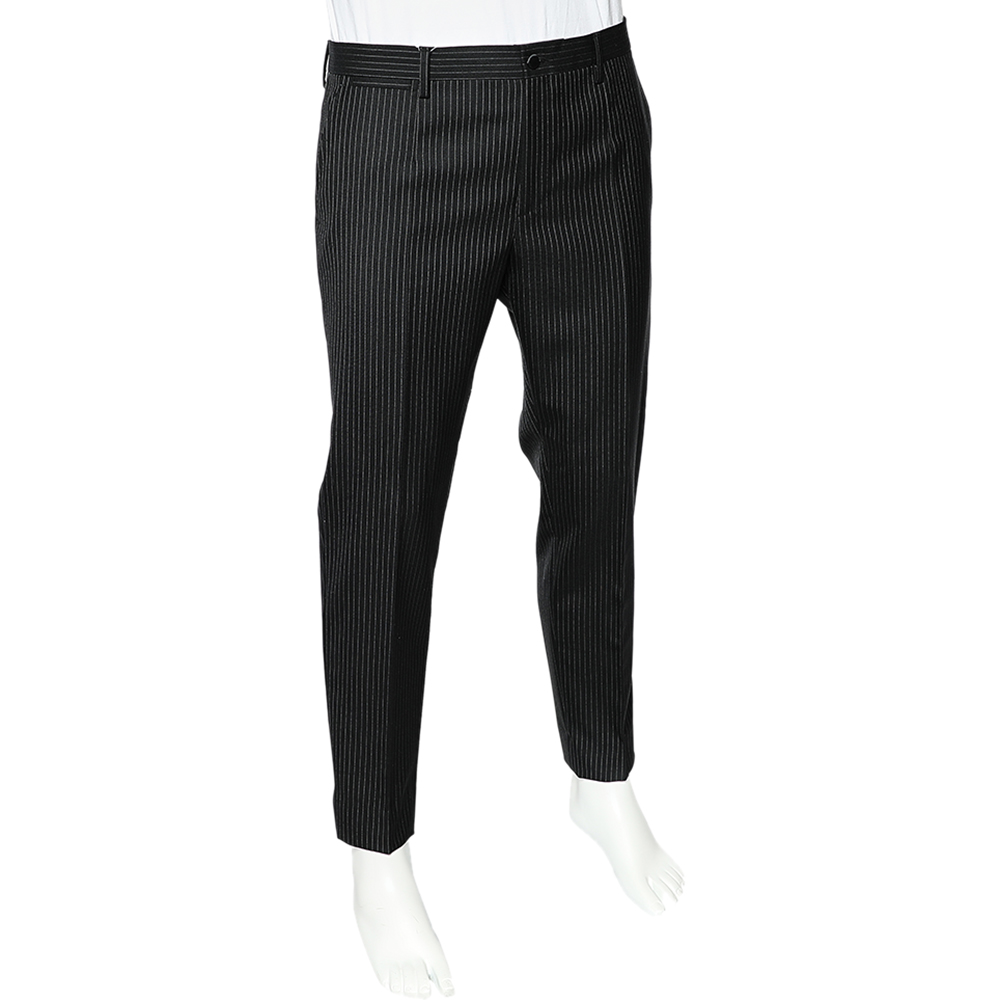 

Dolce & Gabbana Black Striped Wool Tapered Leg Pants, Grey