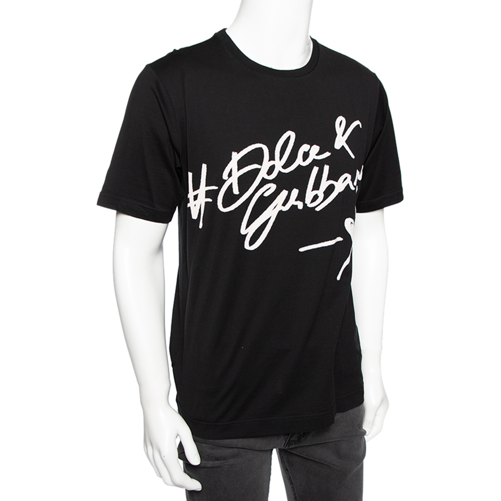 

Dolce & Gabbana Black Logo Printed Cotton Short Sleeve T-Shirt
