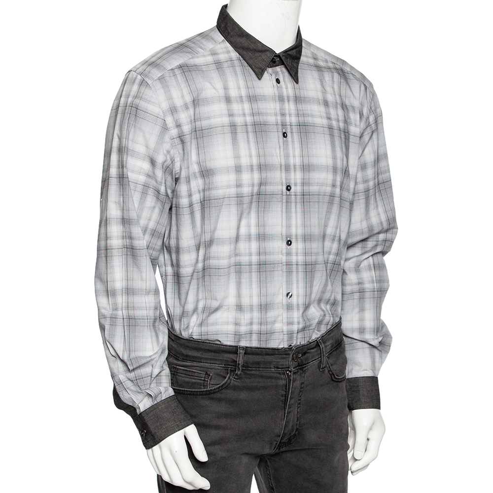 

Dolce & Gabbana Grey Checkered Cotton Gold Label Shirt