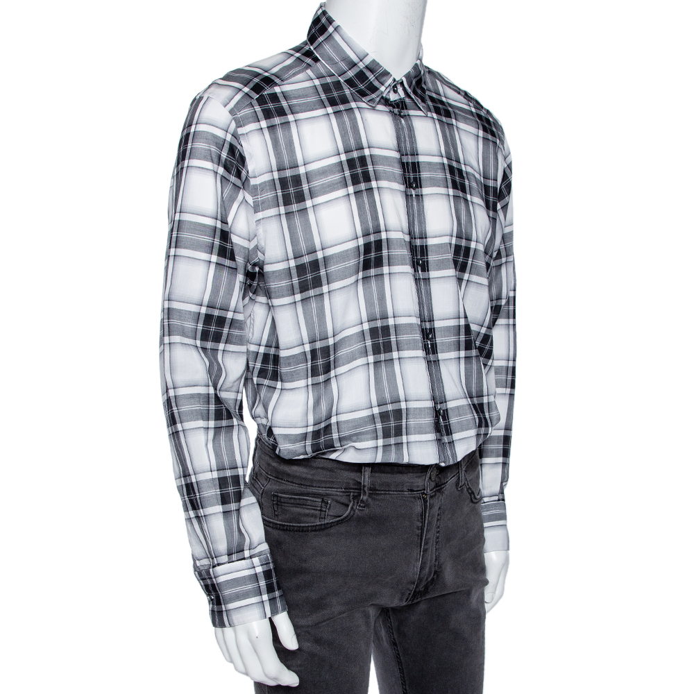 

Dolce & Gabbana Grey Plaid Checked Cotton Gold Label Shirt