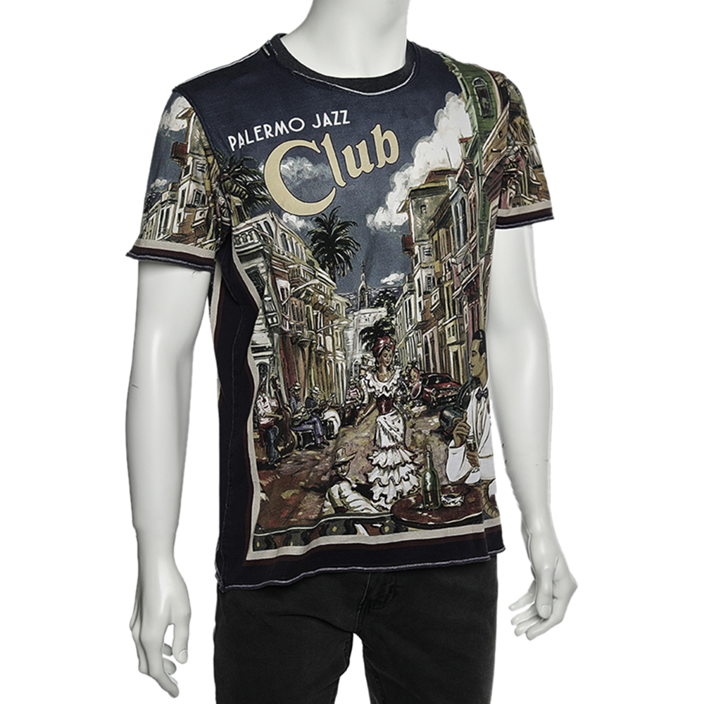 

Dolce & Gabbana Multicolor Jazz Printed Cotton Crewneck T-Shirt