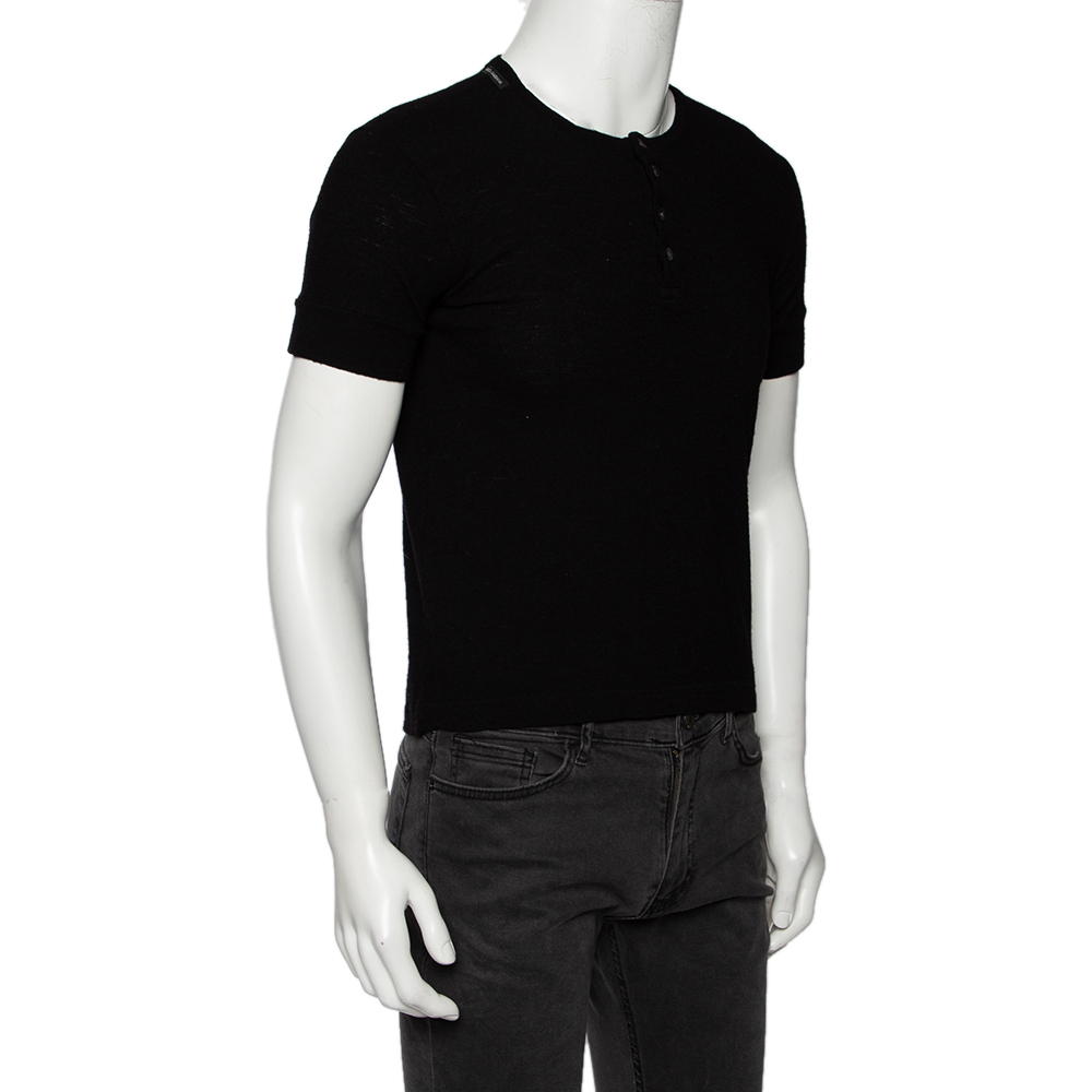 

Dolce & Gabbana Black Wool Short Sleeve Polo T-Shirt