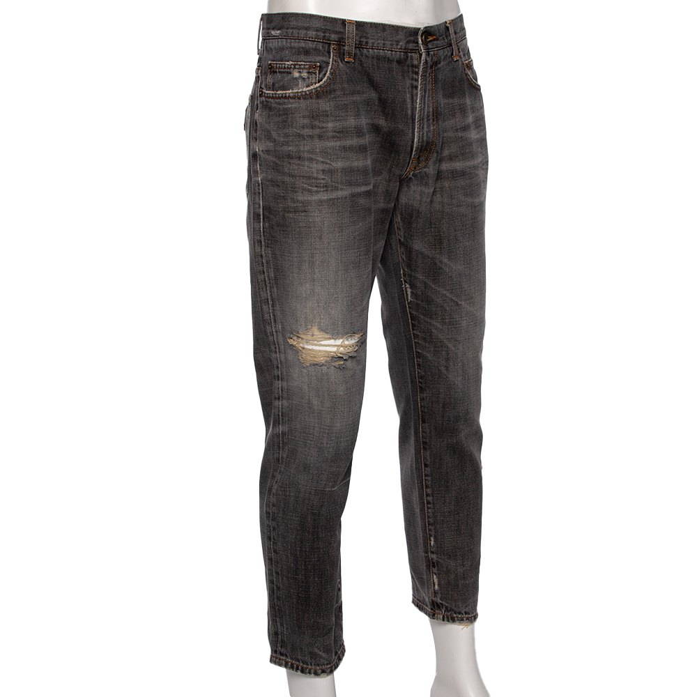 

Dolce & Gabbana Grey Distressed Denim 22 Fit Jeans