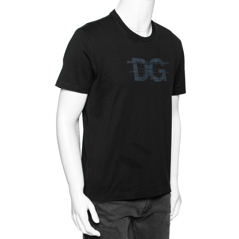 

Dolce & Gabbana Exclusive Black Cotton Logo Appliqued T-Shirt