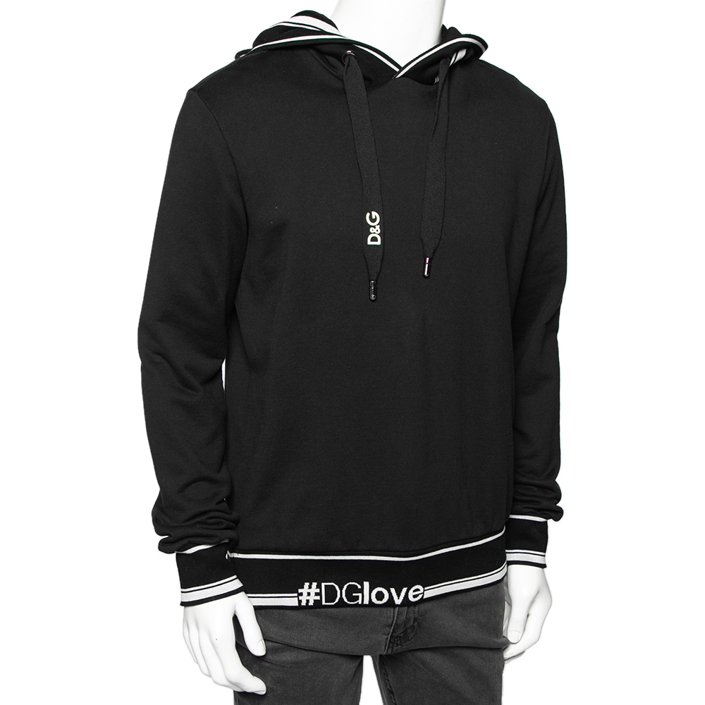 

Dolce & Gabbana Black DG Love Printed Cotton Hoodie