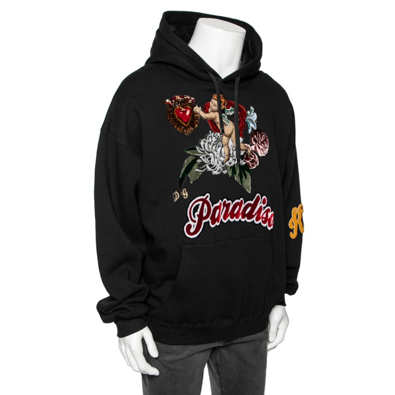 

Dolce & Gabbana Black Cotton Paradise Embroidered Hoodie