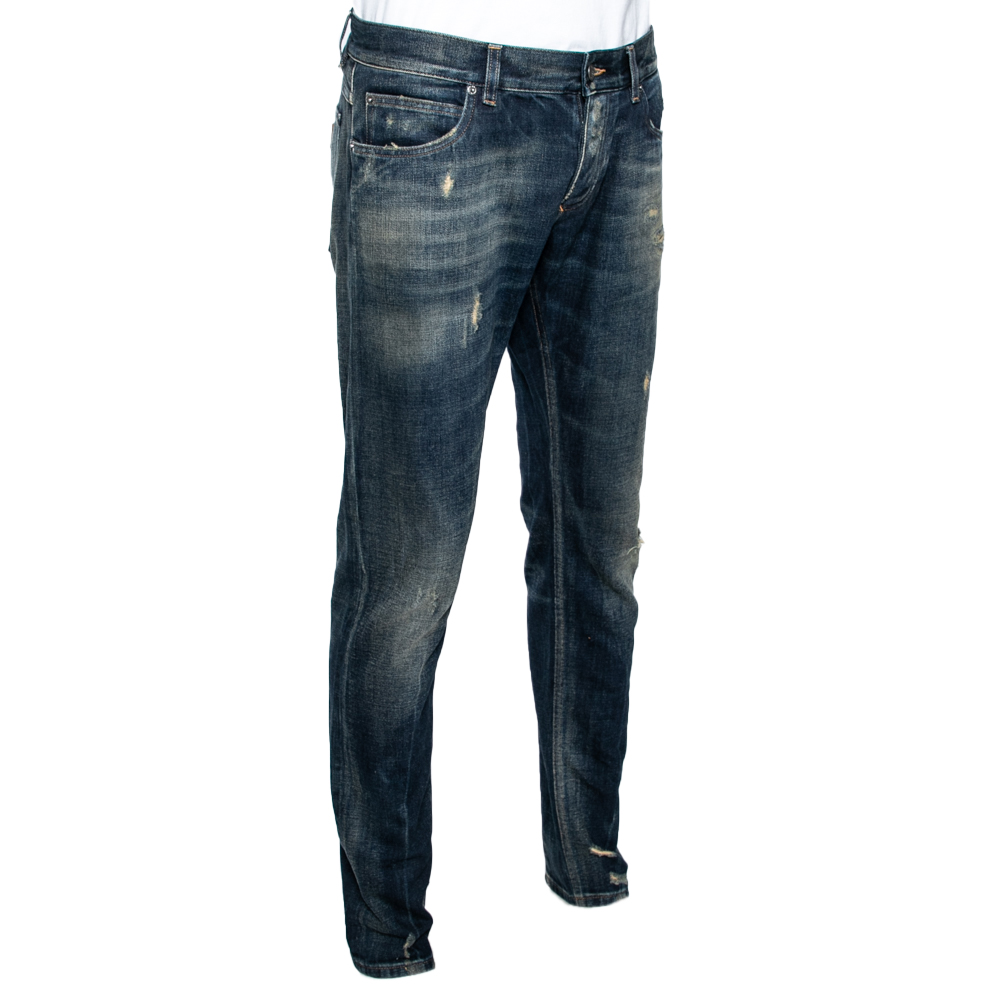 

Dolce & Gabbana Blue Distressed Denim 14 Gold Fit Jeans