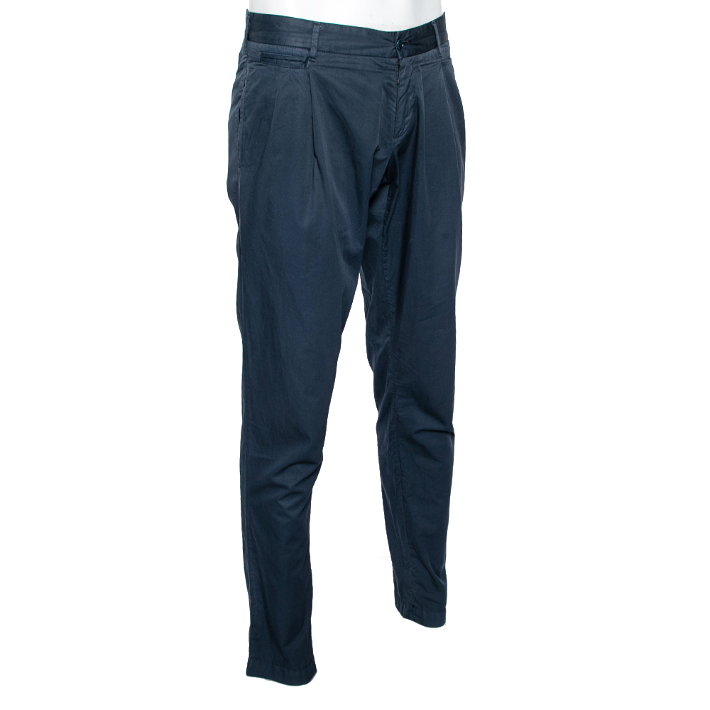 

Dolce & Gabbana Navy Blue Cotton Tailored Pants