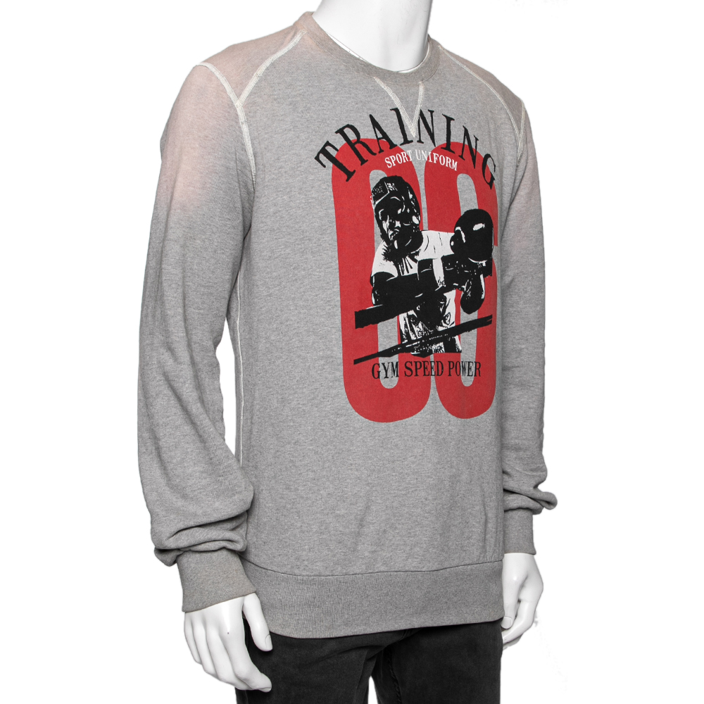 

Dolce & Gabbana Grey Gym Speed Power Printed Cotton Sweatshirt