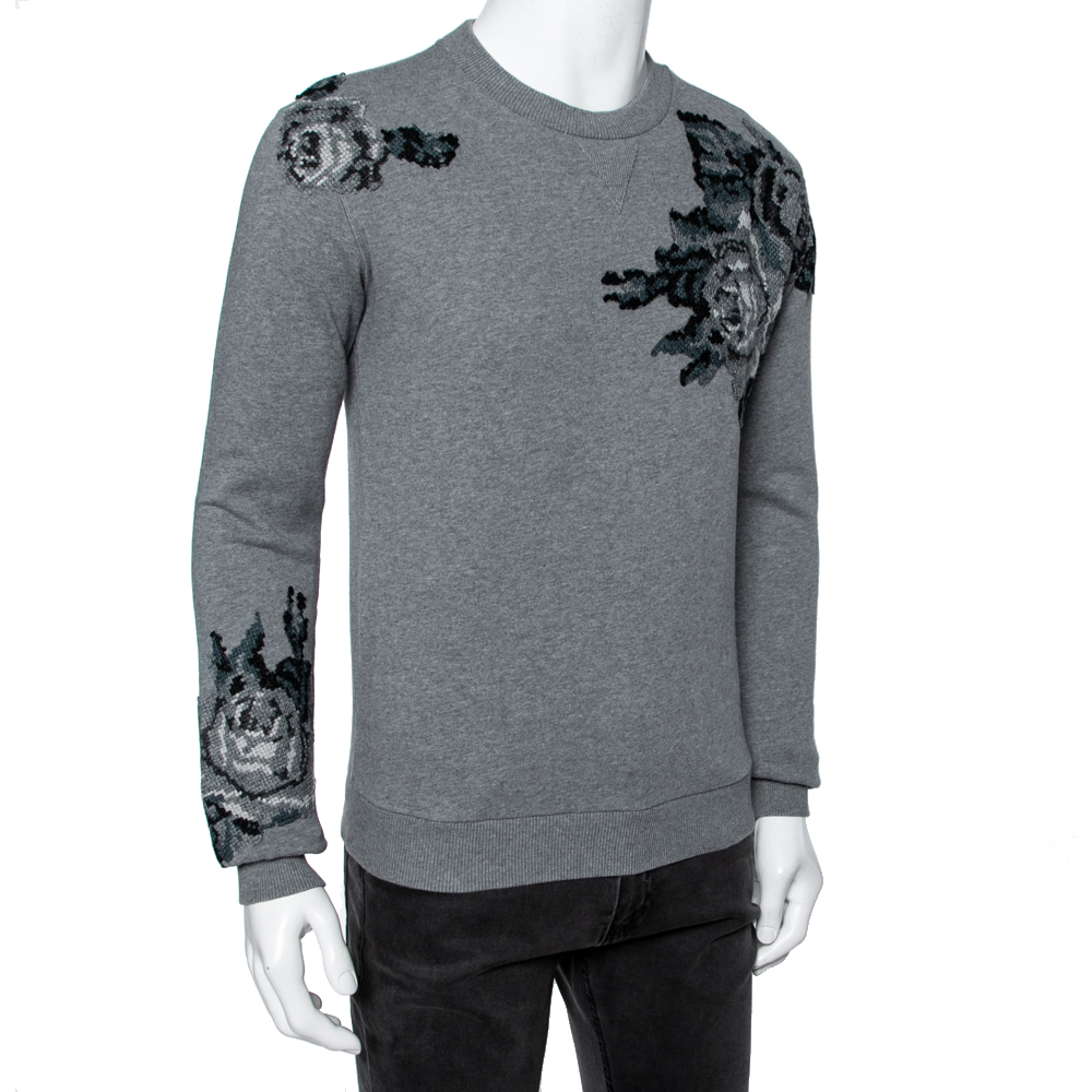 

Dolce & Gabbana Grey Cotton Knit Patch Detail Sweatshirt