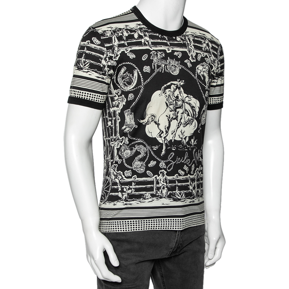 

Dolce & Gabbana Monochrome Printed Cotton Crewneck T-Shirt, Beige