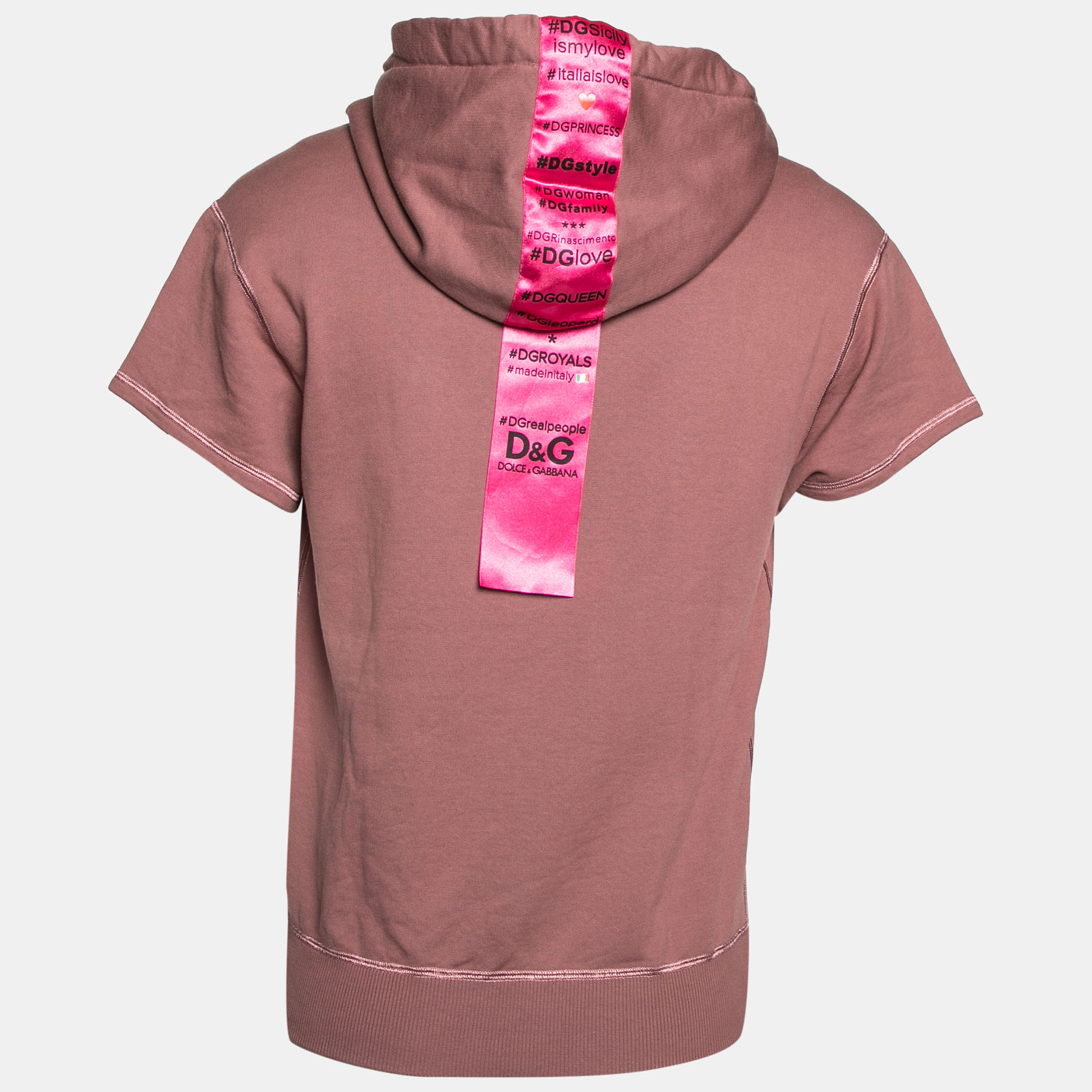 

Dolce & Gabbana Brown Cotton Embroidered Short Sleeve Hoodie