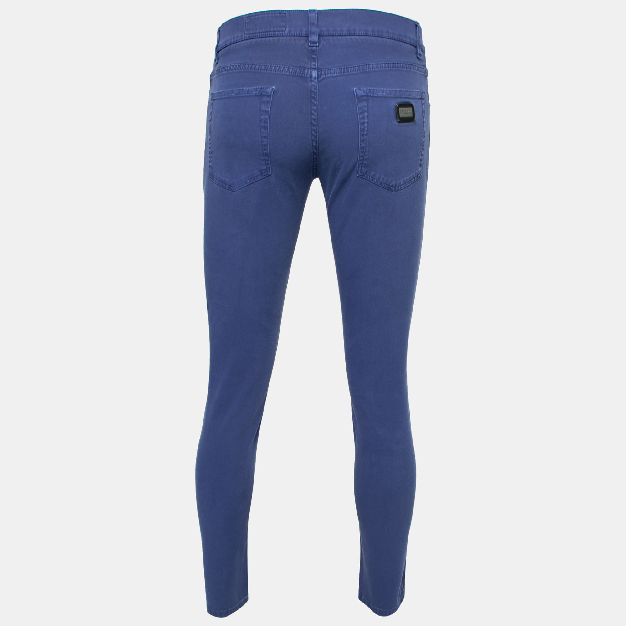 

Dolce & Gabbana Blue Dyed Cotton Gold Fit Stretch Trousers